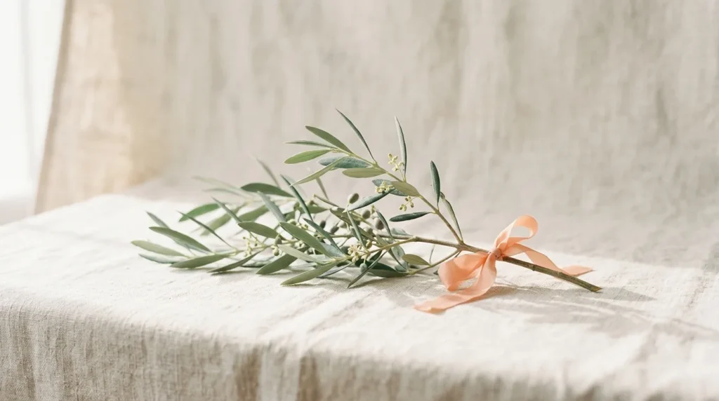 Olive branch with silvery leaves