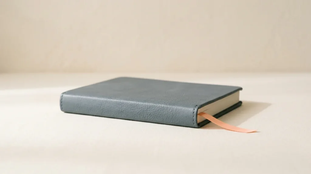 Closed slate leather-bound journal