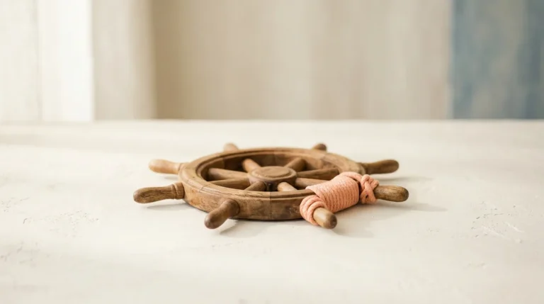 Small wooden ship's steering wheel