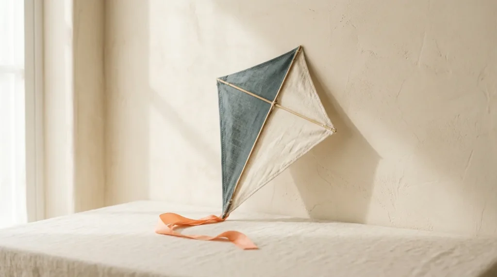 Diamond kite in slate and cream fabric