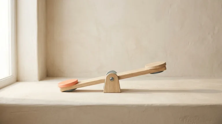 Small wooden seesaw toy balanced level