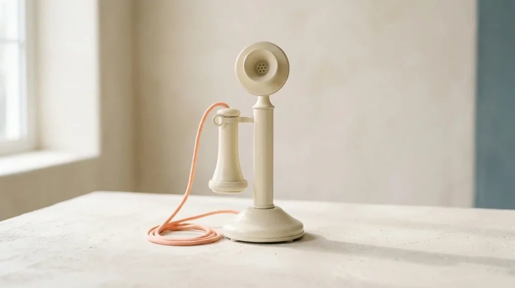 Cream vintage candlestick telephone