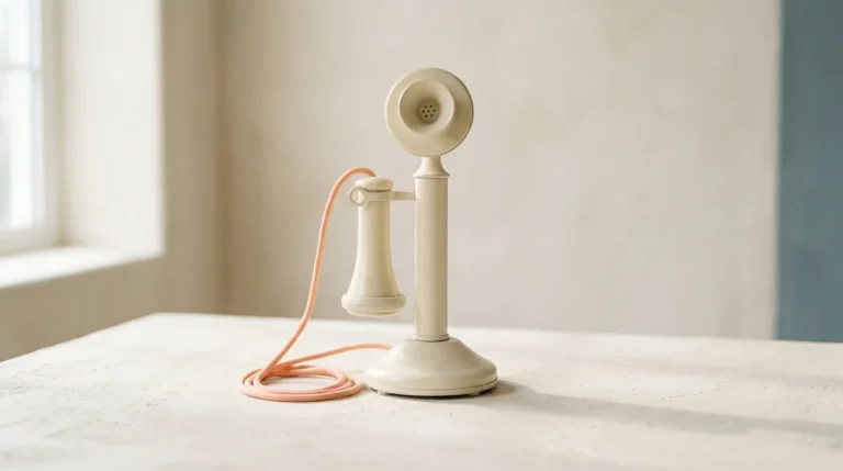 Cream vintage candlestick telephone