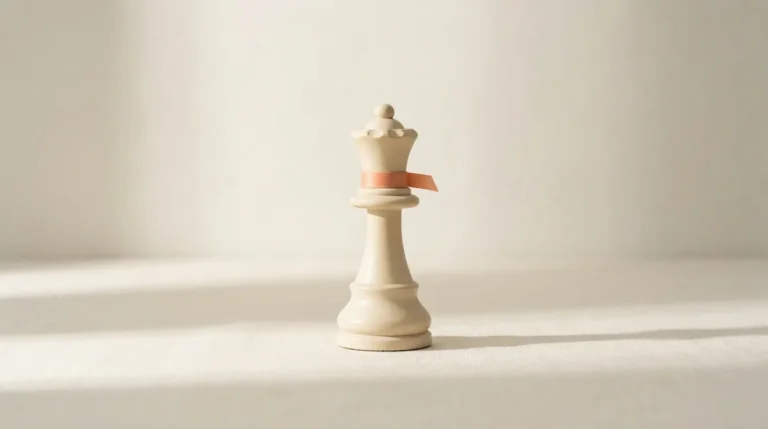 Tall cream wooden chess queen piece