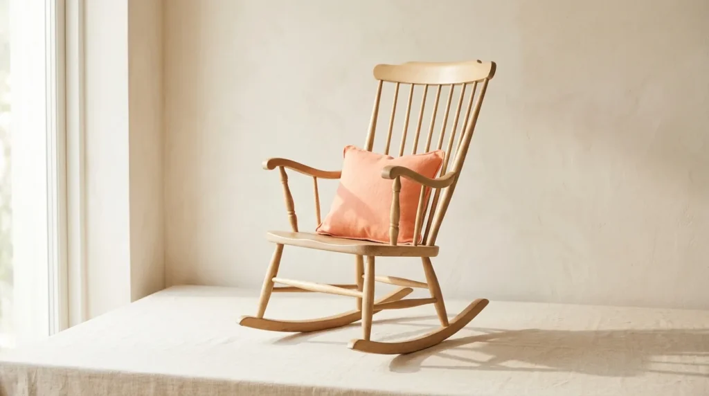 Pale wooden rocking chair