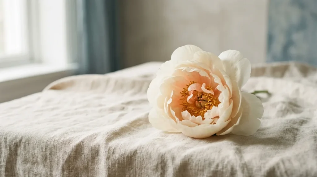 Cream peony bloom