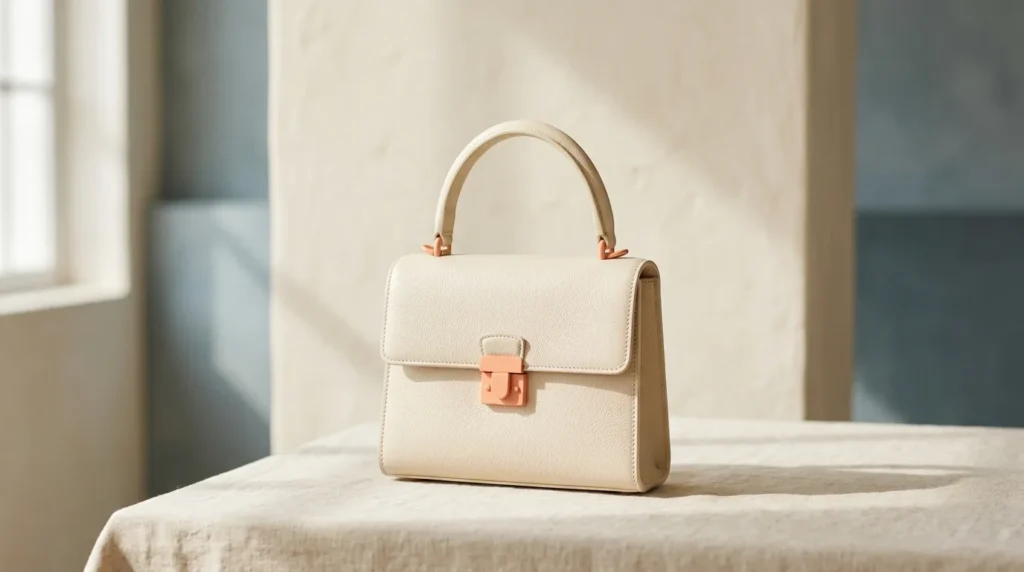 Structured cream leather handbag