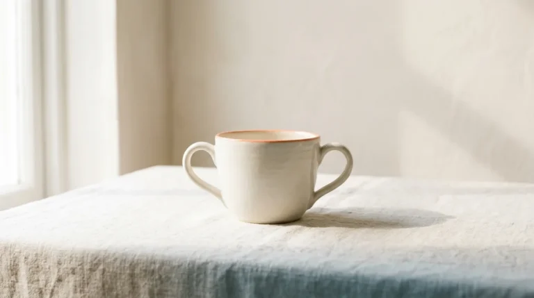 Two-handled cream ceramic loving cup