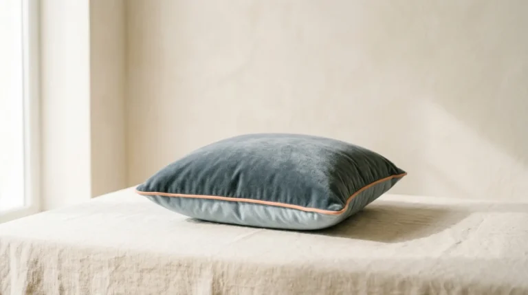 Plush slate blue-grey velvet cushion