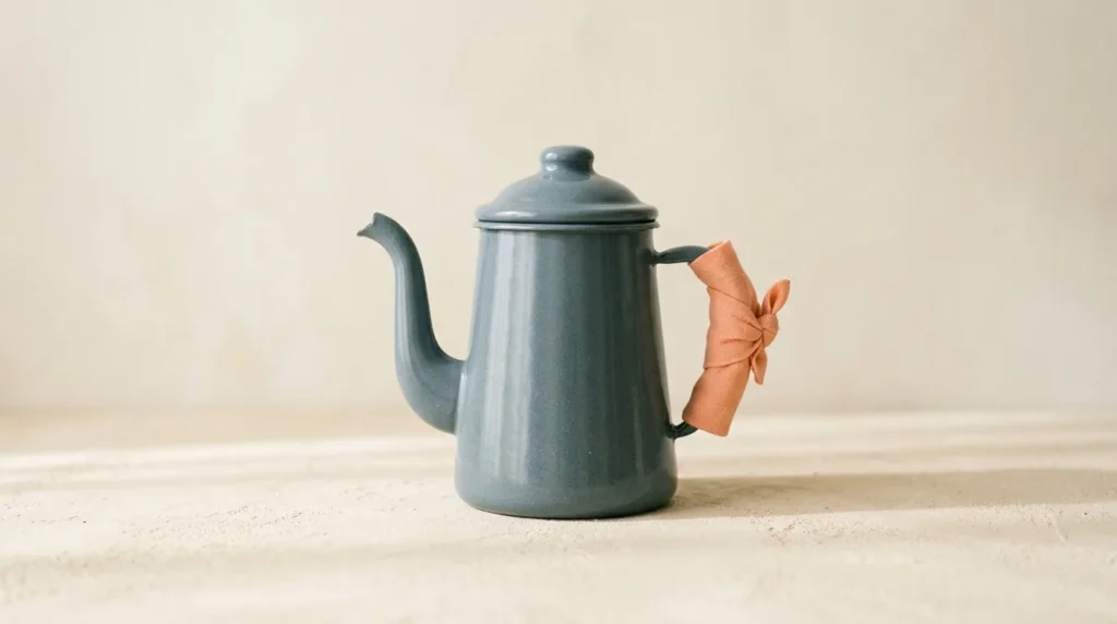 Slate blue-grey enamel camping coffee pot
