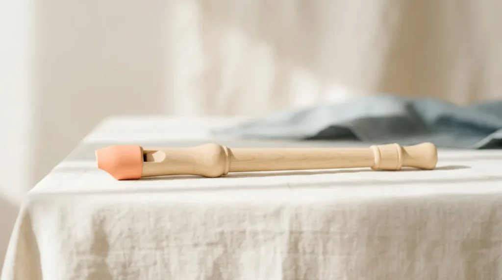 Pale wooden recorder flute