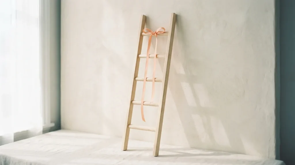 Tall pale wooden ladder