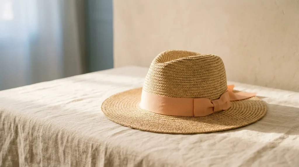 Woven cream straw sun hat