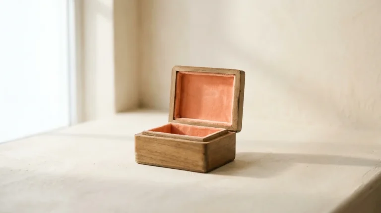 Small open wooden music box