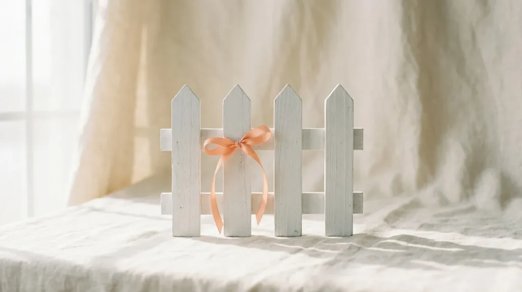 Short section of white wooden picket fence