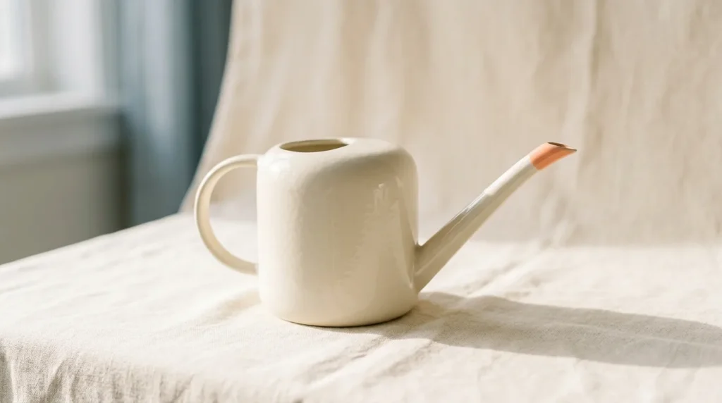 Cream enamel watering can