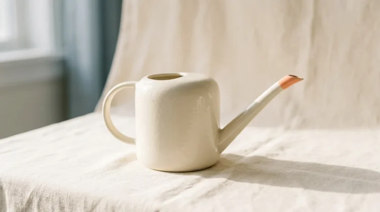 Cream enamel watering can