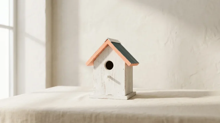 Small white wooden birdhouse