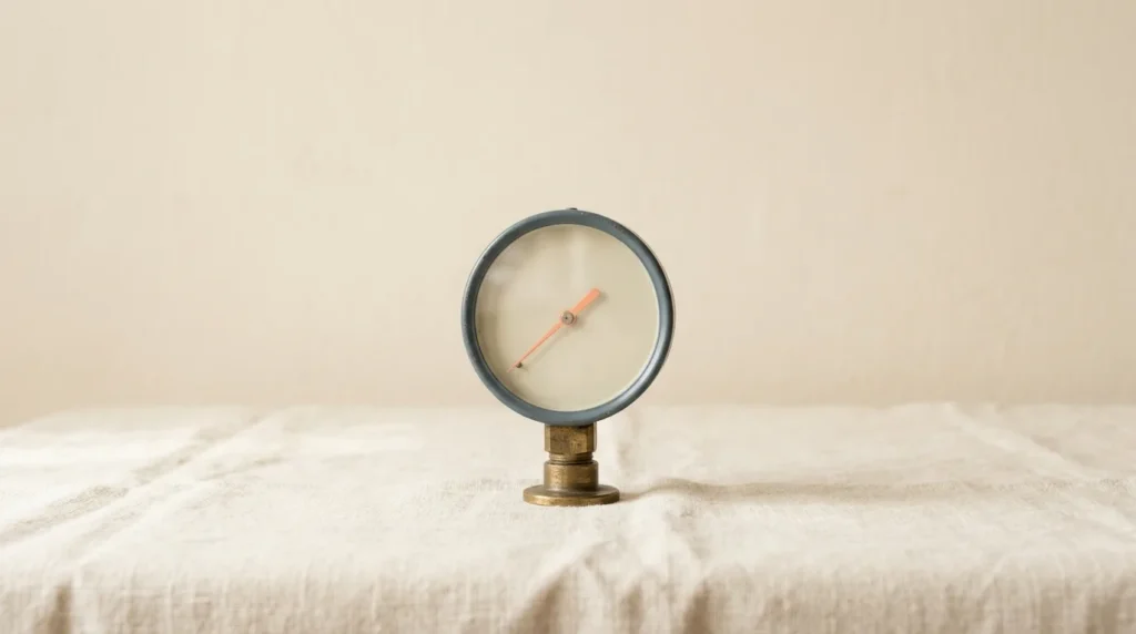 Slate pressure gauge with a blank dial and a peach needle
